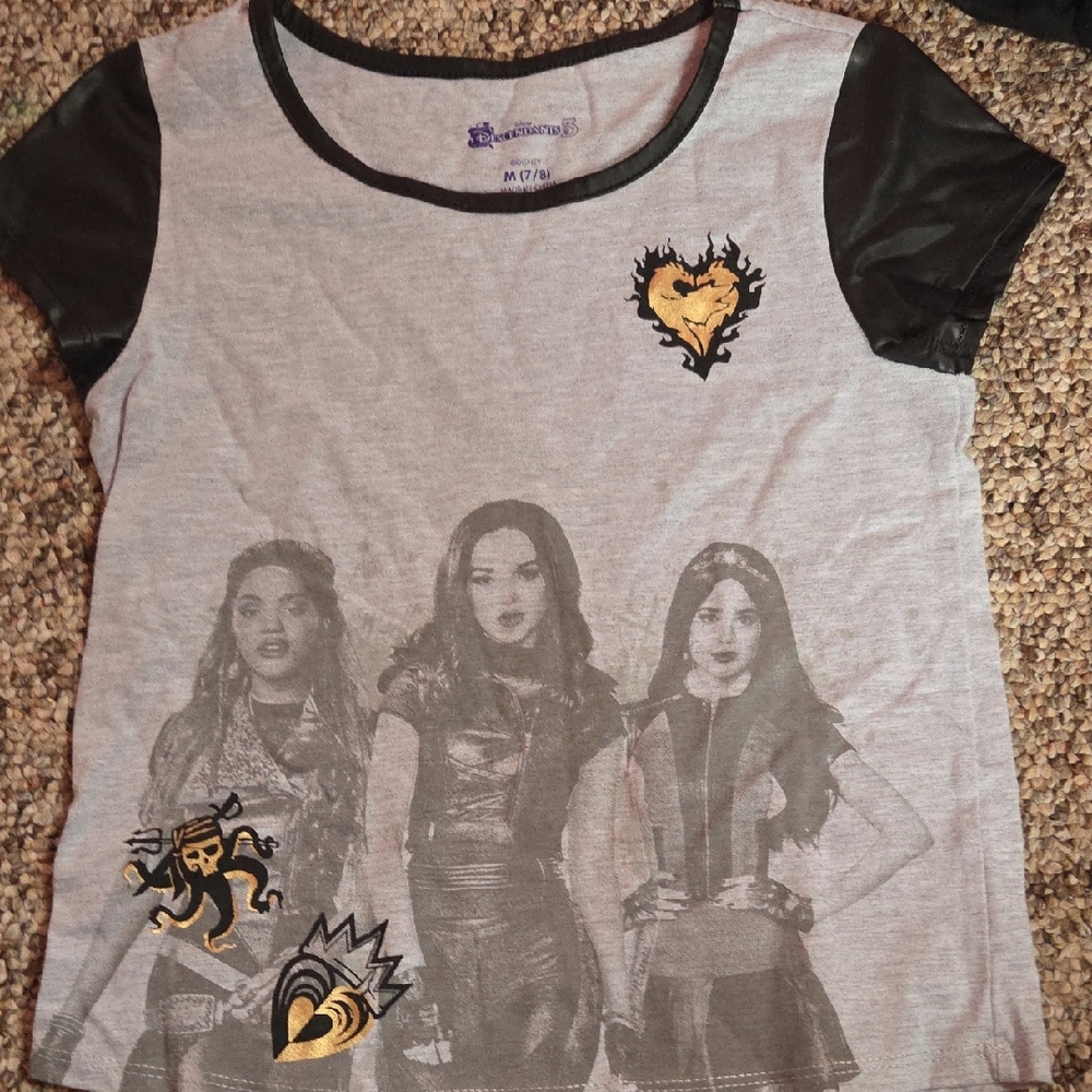 Disney Descendants Girls' Gray and Black Tee